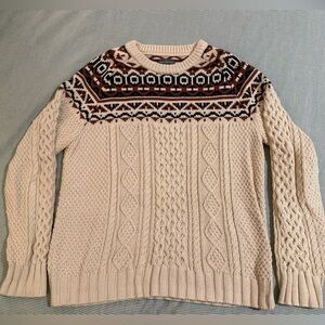 Men’s LL Bean Cream Cable Knit Sweater